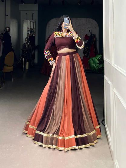 Rust & Maroon Multi-Panel Navratri Lehenga Set