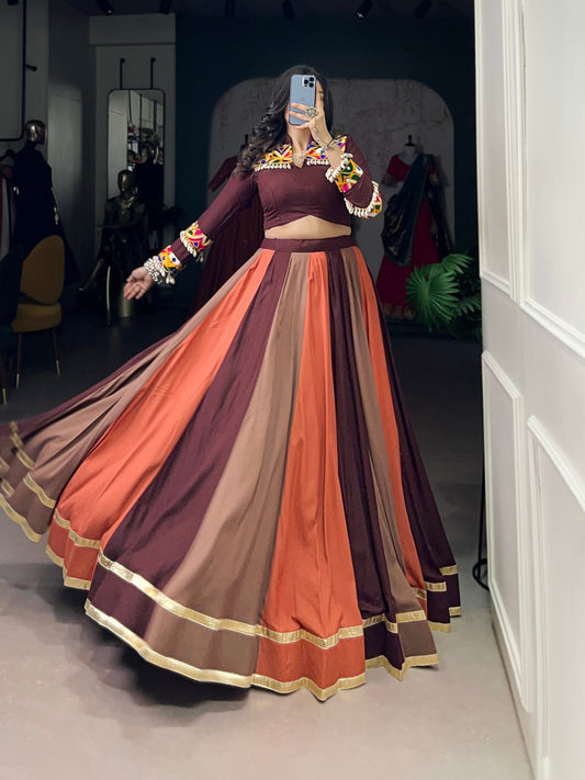 Rust & Maroon Multi-Panel Navratri Lehenga Set