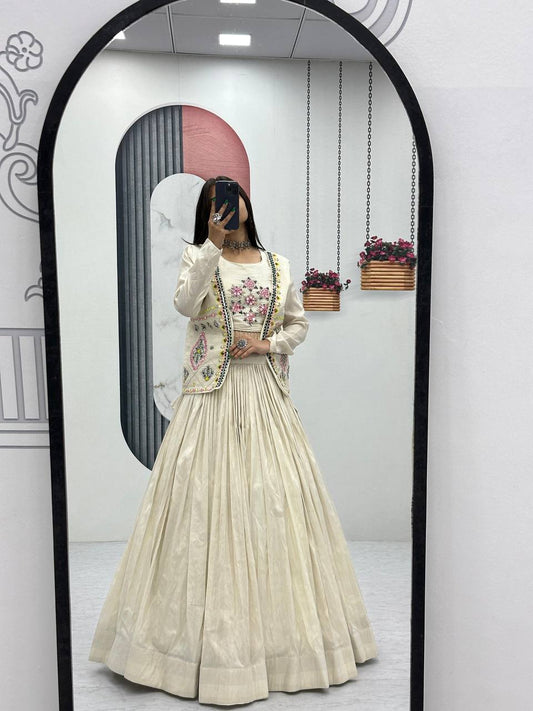 Navratri Noor Off-White Lehenga with Real Handwork Jacket