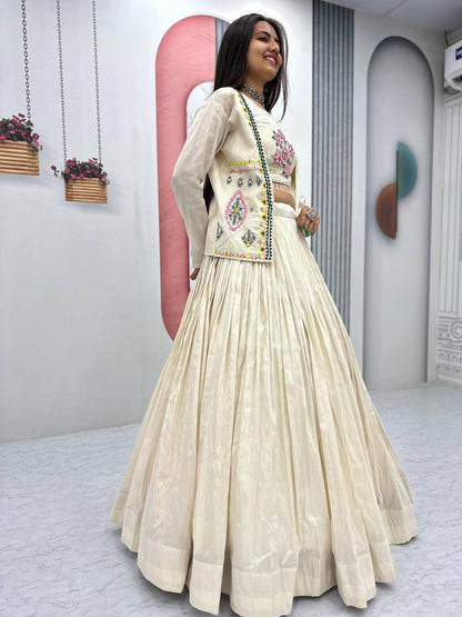 Navratri Noor Off-White Lehenga with Real Handwork Jacket