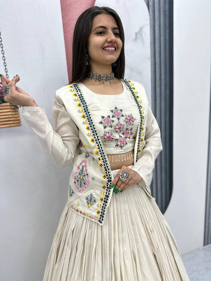 Navratri Noor Off-White Lehenga with Real Handwork Jacket
