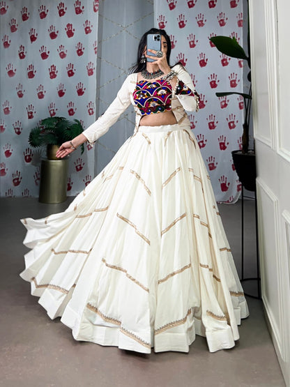 Ivory Grace Navratri Lehenga Set with Multicolor Embroidered Blouse