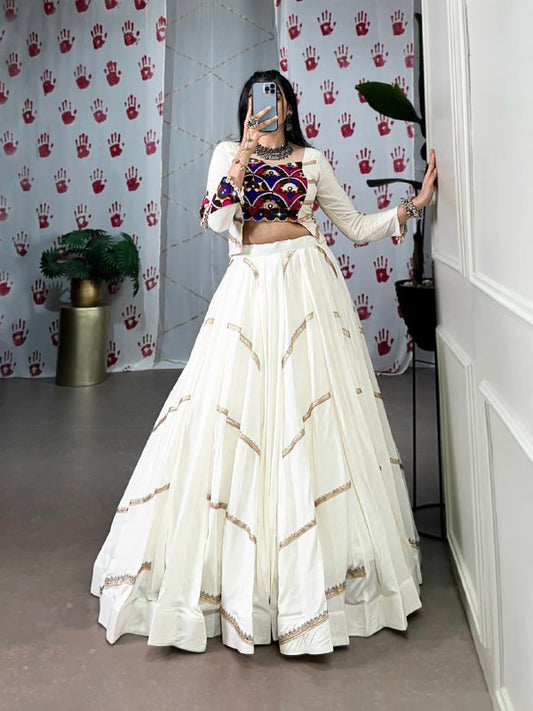 Ivory Grace Navratri Lehenga Set with Multicolor Embroidered Blouse