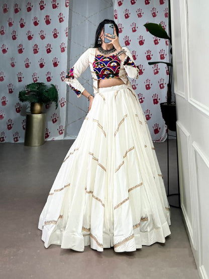 Ivory Grace Navratri Lehenga Set with Multicolor Embroidered Blouse