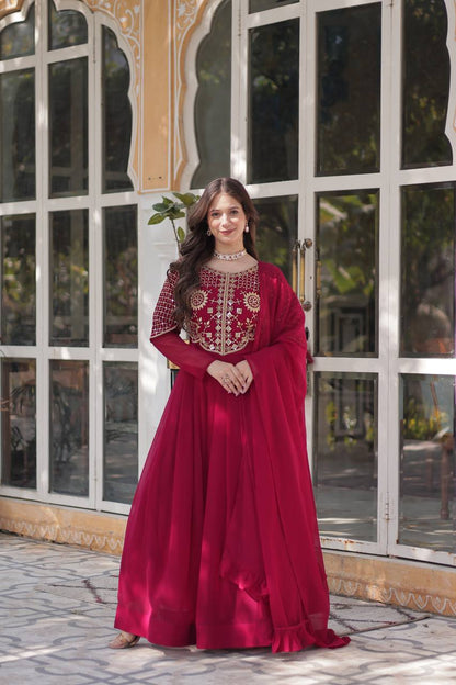 ishani Ivory Georgette Gown set