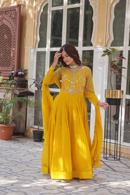 ishani Ivory Georgette Gown set
