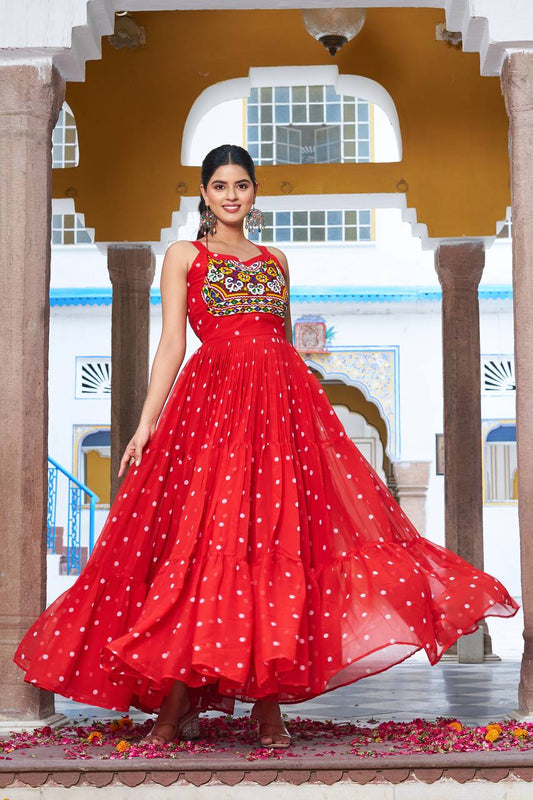 Navratri Glow Mirror Work Gown