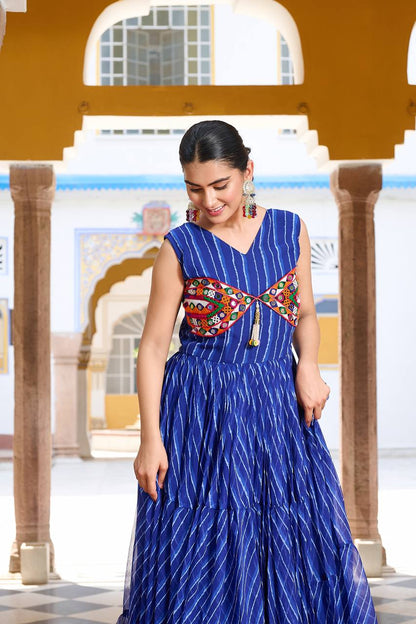 Navratri Glow Mirror Work Gown