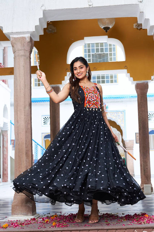 Navratri Glow Mirror Work Gown
