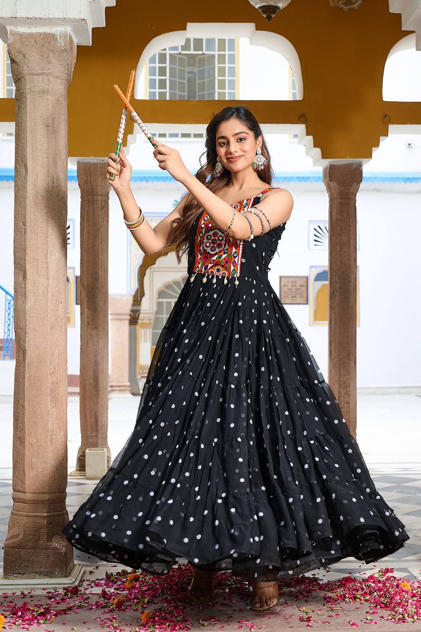 Navratri Glow Mirror Work Gown