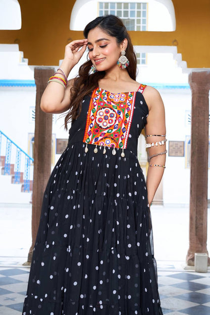 Navratri Glow Mirror Work Gown