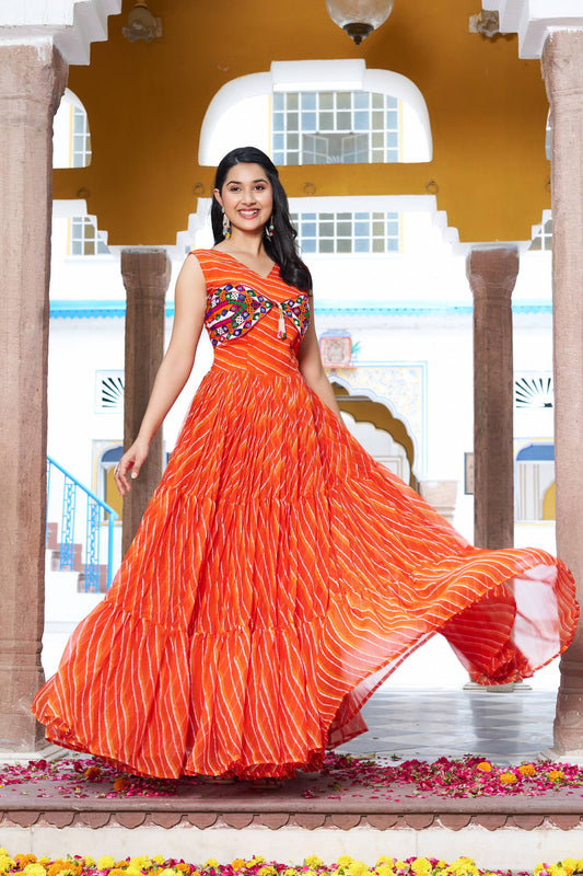 Navratri Glow Mirror Work Gown