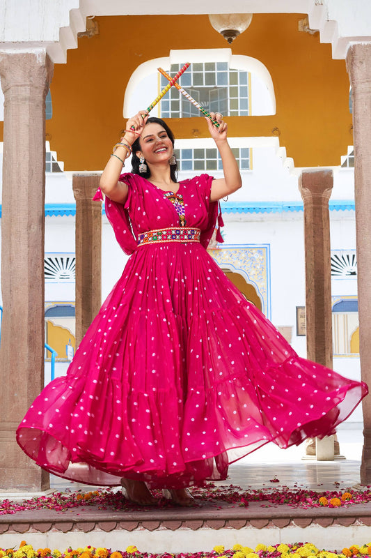 Navratri Glow Mirror Work Gown