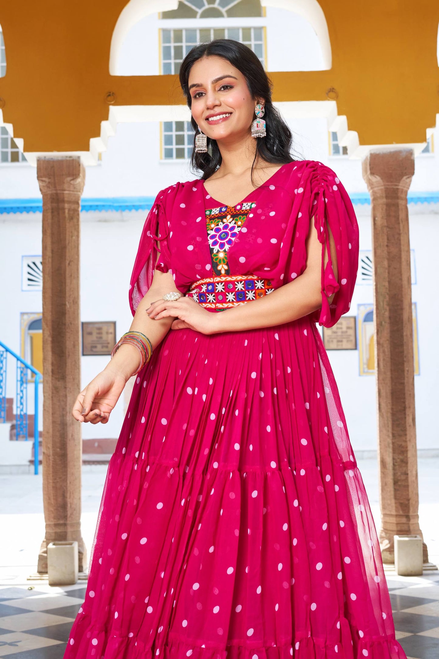 Navratri Glow Mirror Work Gown