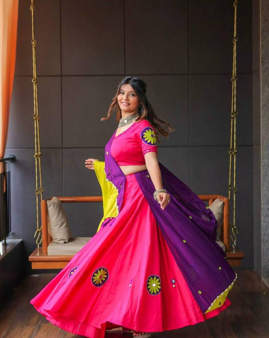 Prisha Embroidery Thread work  Navratri Lehenga Set