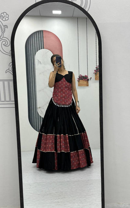 Bold Elegance Black & Maroon Navratri Lehenga Set
