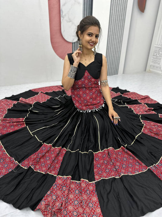 Bold Elegance Black & Maroon Navratri Lehenga Set