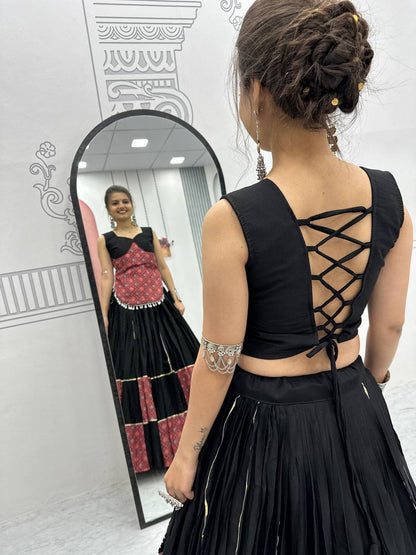 Bold Elegance Black & Maroon Navratri Lehenga Set