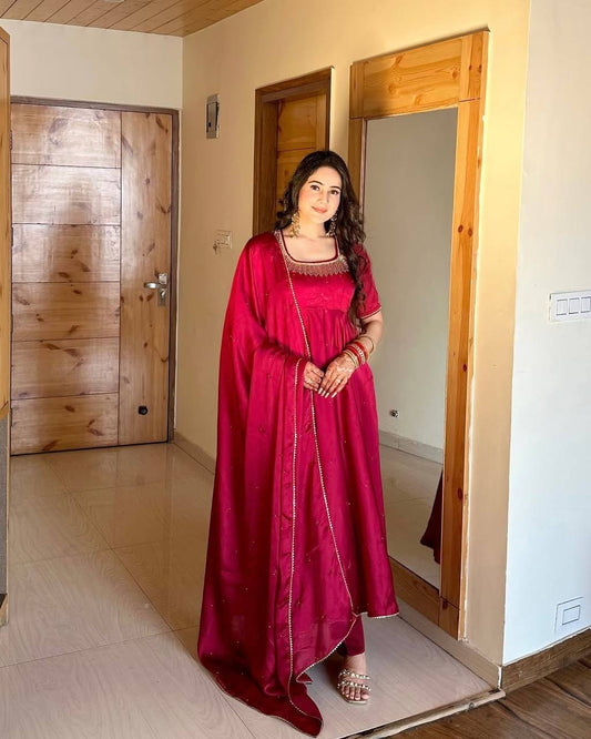 Katie  pretty Val Moti work  Pink   Anarkali Suit Set