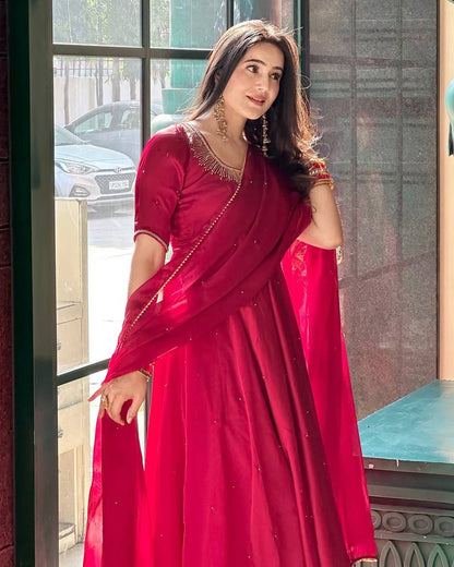 Katie  pretty Val Moti work  Pink   Anarkali Suit Set