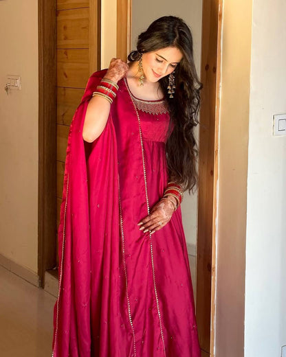 Katie  pretty Val Moti work  Pink   Anarkali Suit Set
