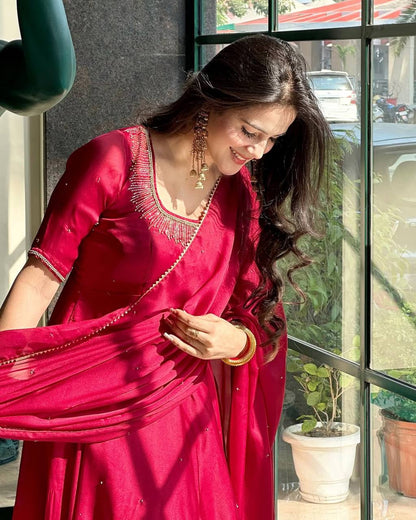 Katie  pretty Val Moti work  Pink   Anarkali Suit Set