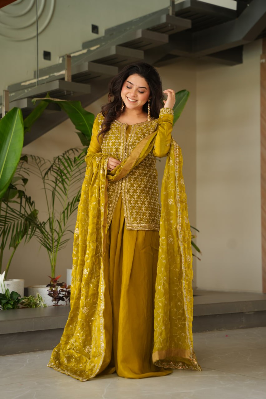 Siyaahi  Festive Glam   Embroidered Jacket Style Palazzo Suit