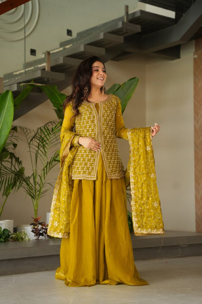 Siyaahi  Festive Glam   Embroidered Jacket Style Palazzo Suit
