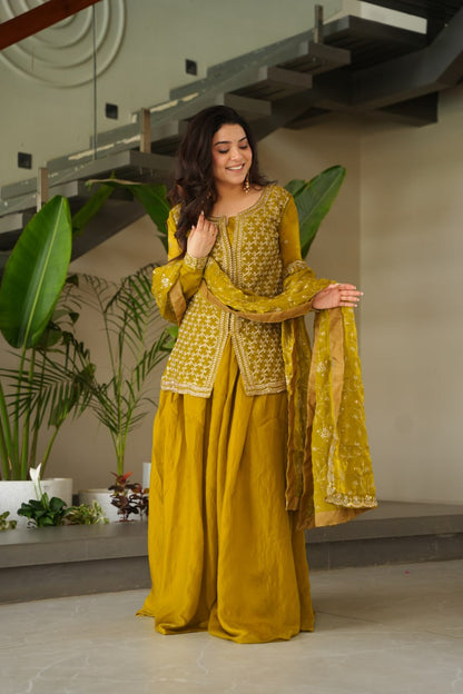 Siyaahi  Festive Glam   Embroidered Jacket Style Palazzo Suit