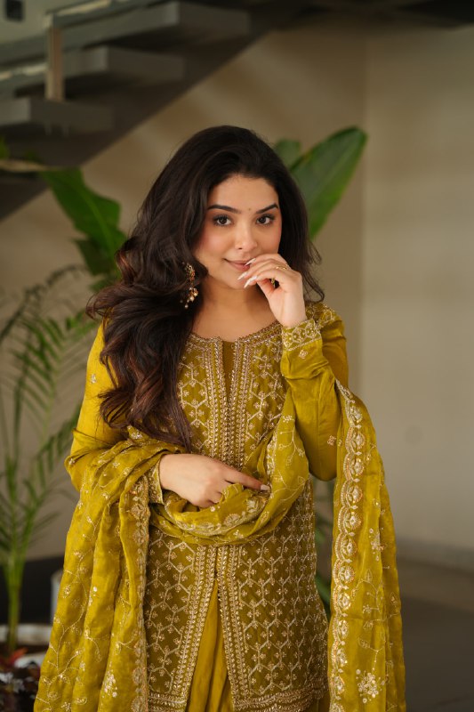 Siyaahi  Festive Glam   Embroidered Jacket Style Palazzo Suit
