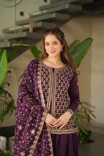 Siyaahi  Festive Glam   Embroidered Jacket Style Palazzo Suit