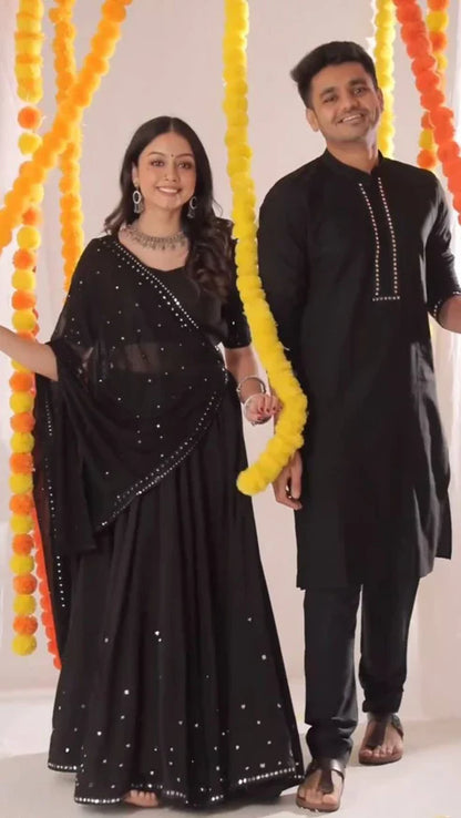Sayona Black Foux Gorgette Lehengha Choli