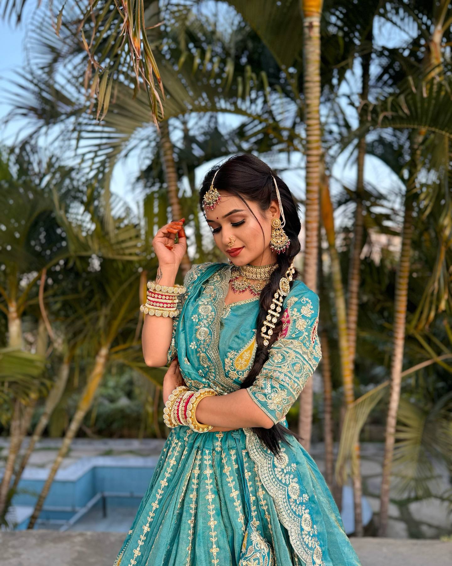 Kiara’s Regal Threads  Aqua Wedding Lehenga Set