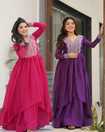 Zaafira  Royal Charm   Purple & Pink Ethnic Long Gown