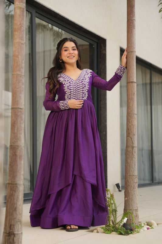 Zaafira  Royal Charm   Purple & Pink Ethnic Long Gown