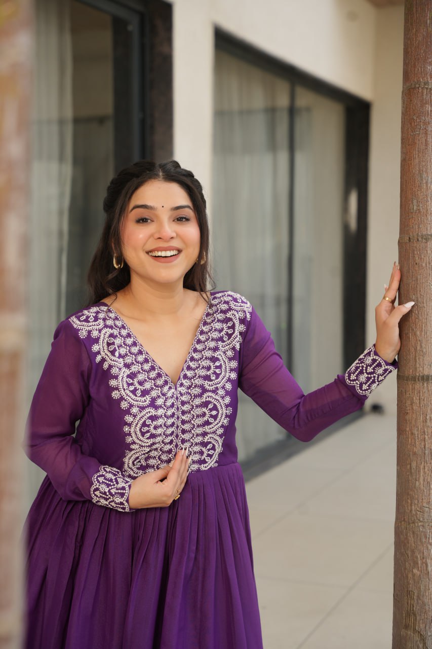 Zaafira  Royal Charm   Purple & Pink Ethnic Long Gown