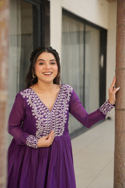 Zaafira  Royal Charm   Purple & Pink Ethnic Long Gown