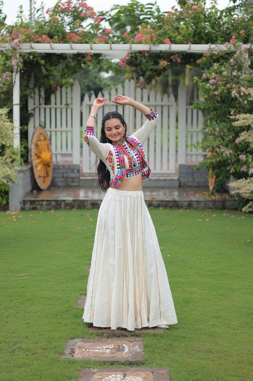 Dandiya Dhamaka  Multicolor Gota-Patti Lace  Lehenga Top