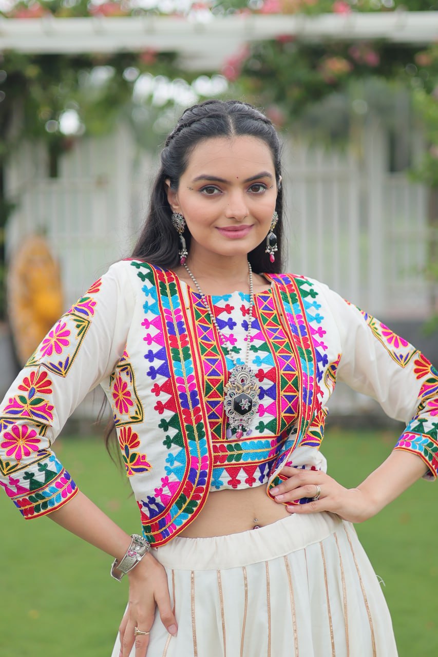 Dandiya Dhamaka  Multicolor Gota-Patti Lace  Lehenga Top