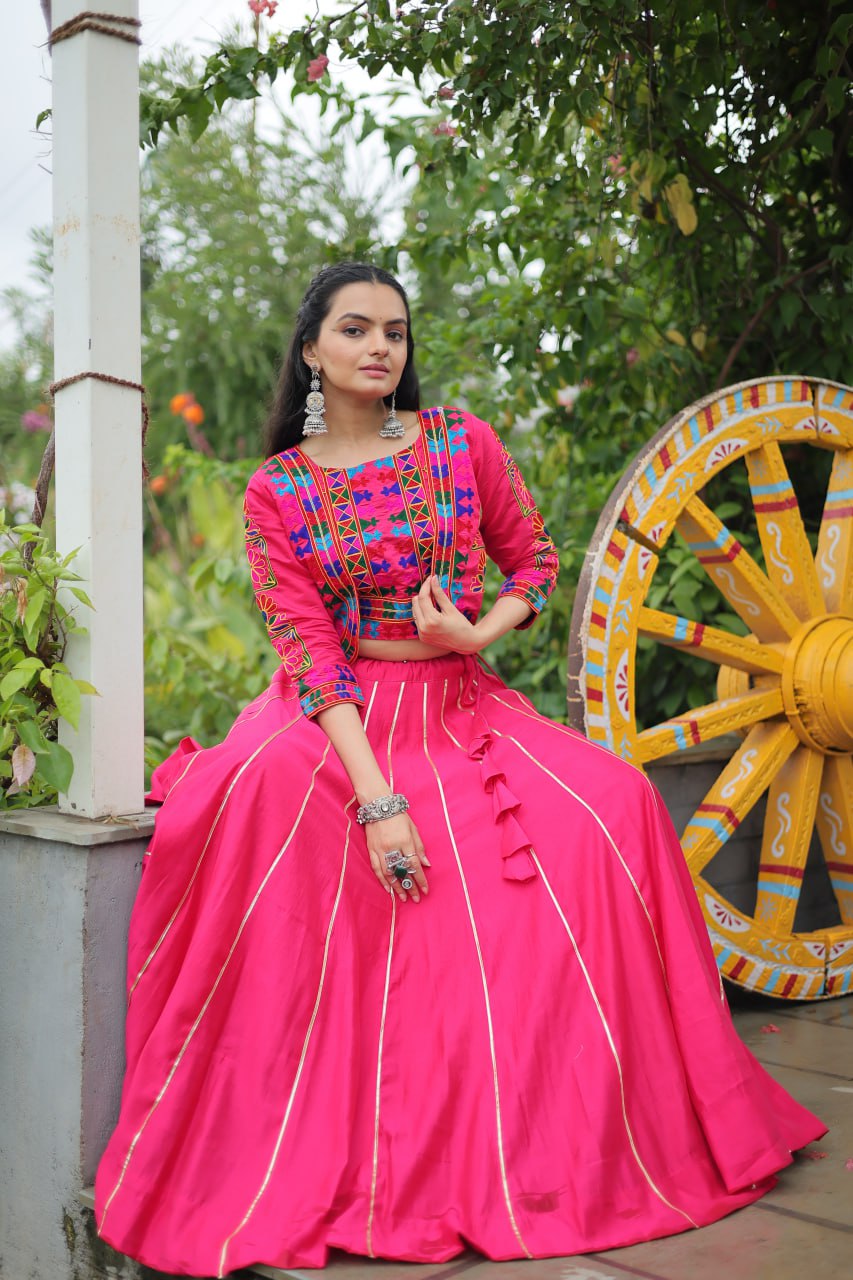 Dandiya Dhamaka  Multicolor Gota-Patti Lace  Lehenga Top