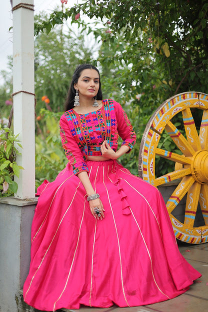 Dandiya Dhamaka  Multicolor Gota-Patti Lace  Lehenga Top