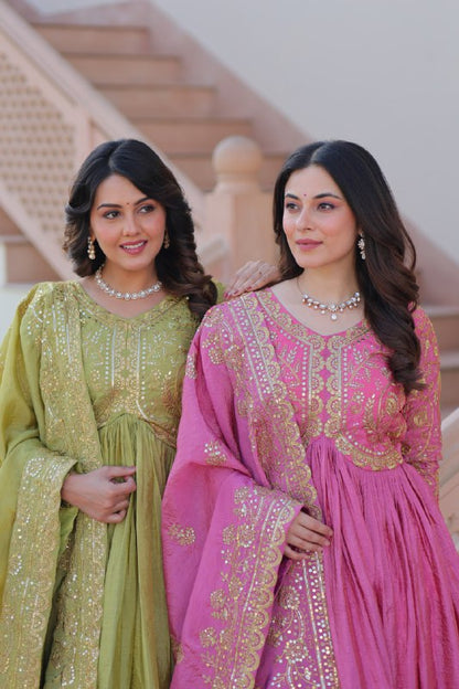 Sanvika Ensemble Regal Threadwork Royal Gown Set