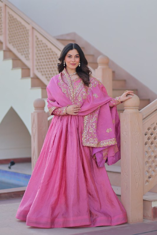 Sanvika Ensemble Regal Threadwork Royal Gown Set