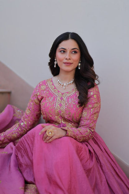 Sanvika Ensemble Regal Threadwork Royal Gown Set