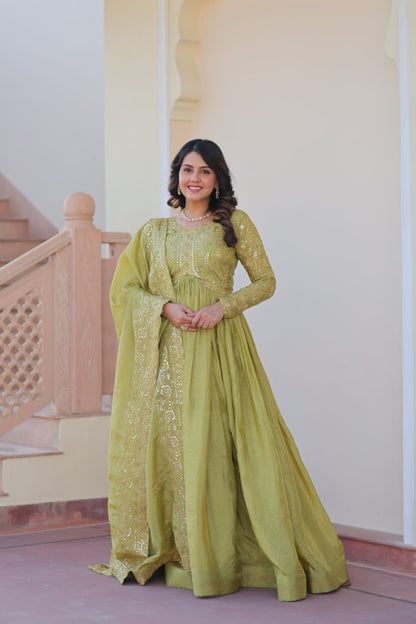 Sanvika Ensemble Regal Threadwork Royal Gown Set