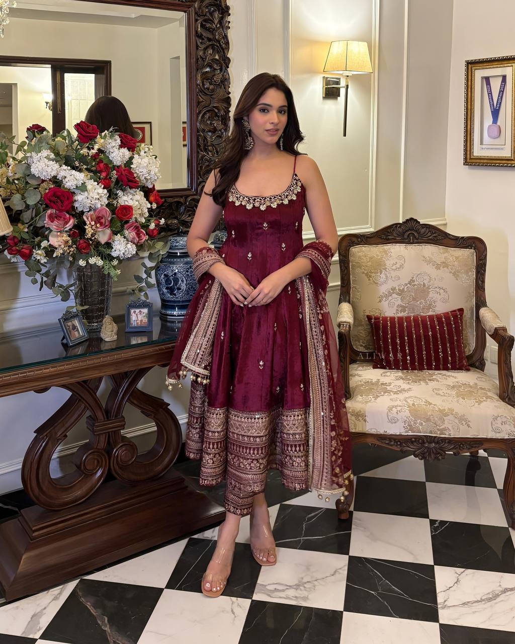 Anaya’s Premium Quality Maroon Anarkali Suit Set