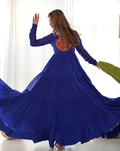 Chandni Glow Gamthi work Bandhani Navratri Gown