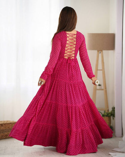 Chandni Glow Gamthi work Bandhani Navratri Gown