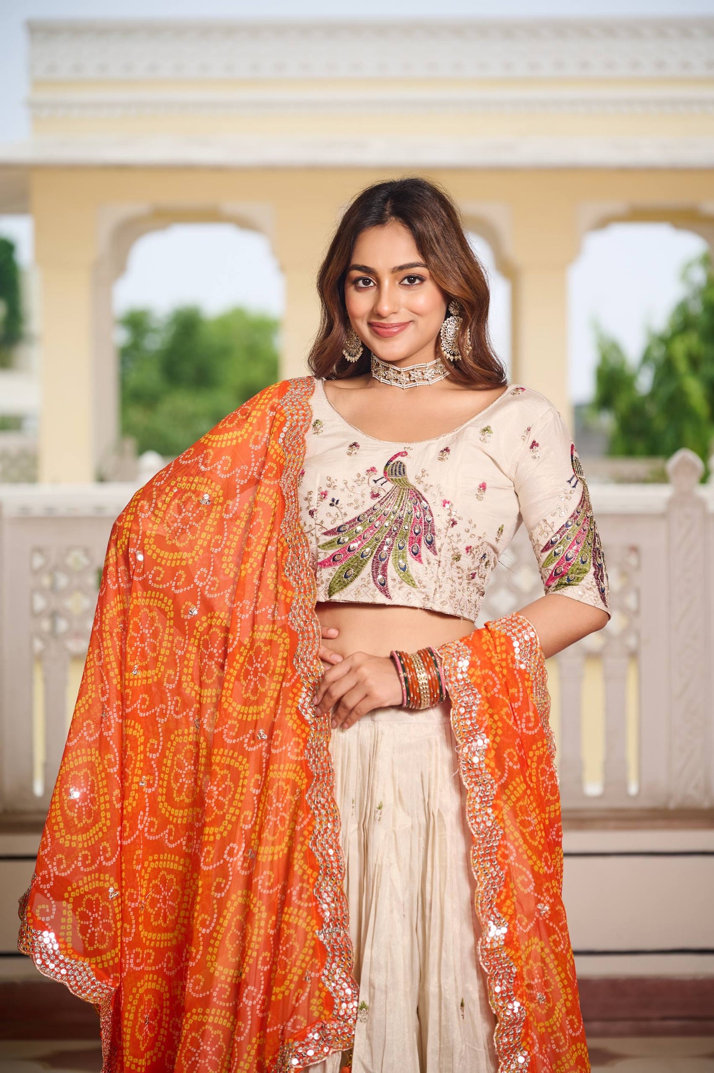 Pari Peacock Pride  Choli Set with  Pretty Bandhani Dupatta