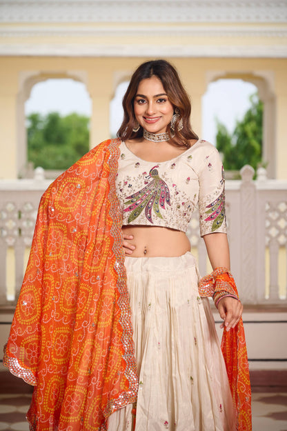 Pari Peacock Pride  Choli Set with  Pretty Bandhani Dupatta